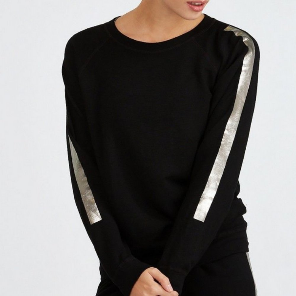 MONROW Vintage raglan w/ Gunmetal Stripe Small
